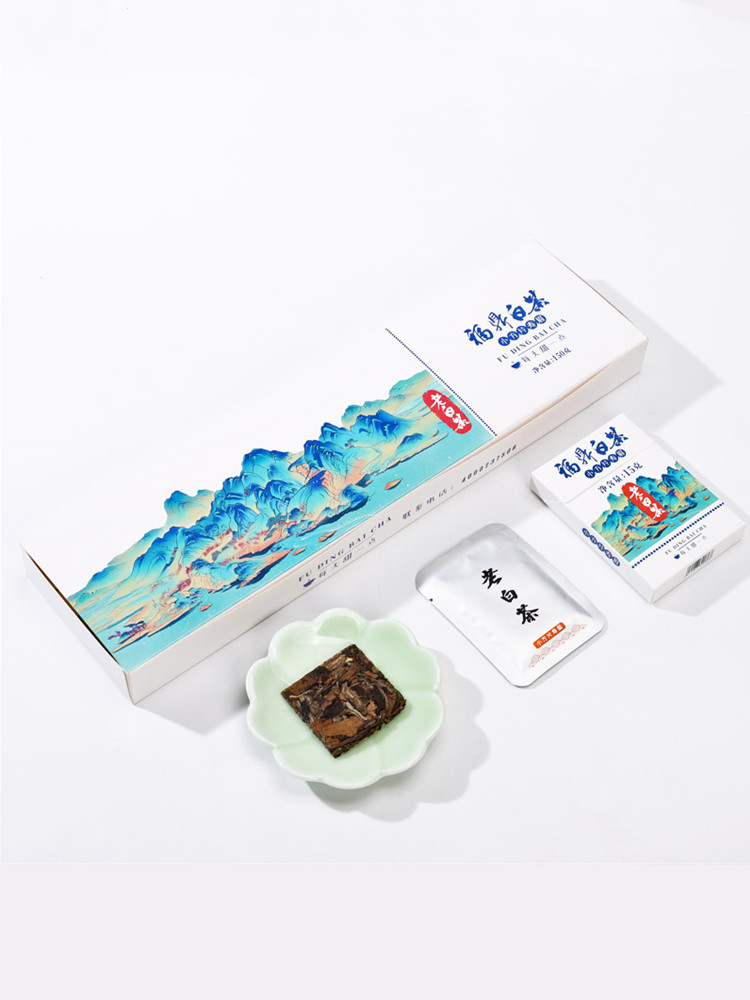 福鼎白茶寿眉老白茶小方片小茶饼高档烟条礼盒装国庆中秋送礼佳品